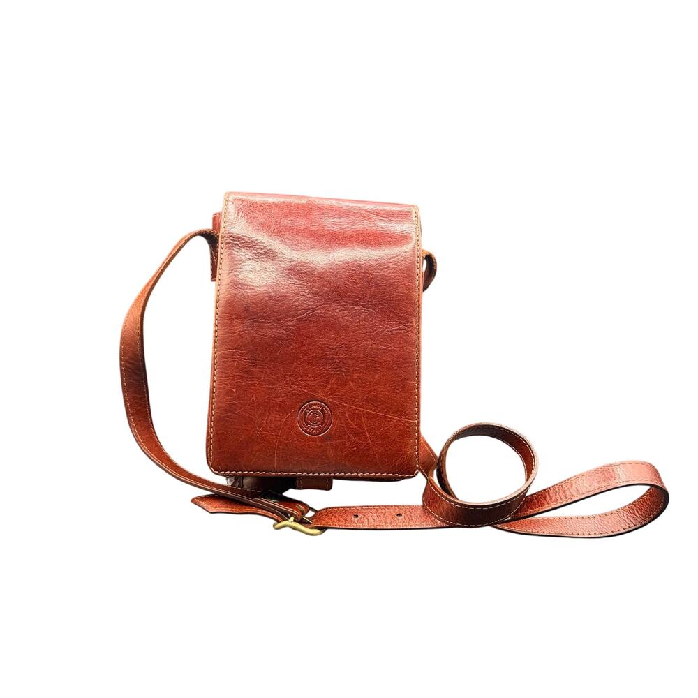 Giudi Italy Genuine Leather Crossbody Bag Brown Organizer Travel Purse